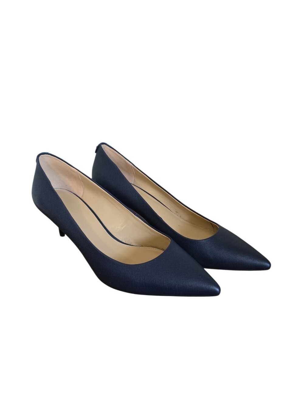 Michael Kors Classic Pointed-Toe Kitten Heel Pumps in Navy 8